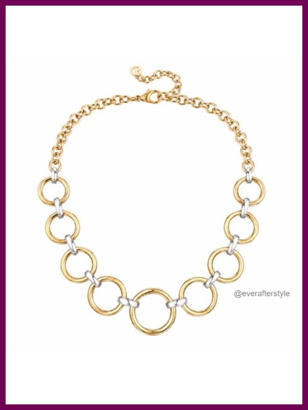 Two Tone Pendant Necklace Silver Plated 18K Gold Tone Link Chain